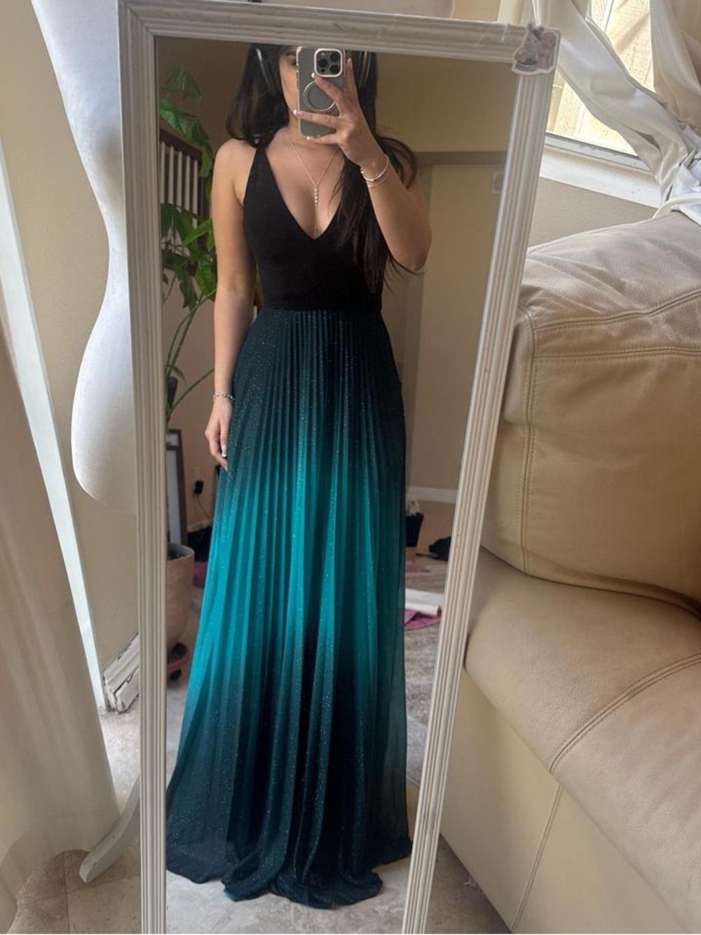 Betsy & AdamOmbre Halter Formal Dress
